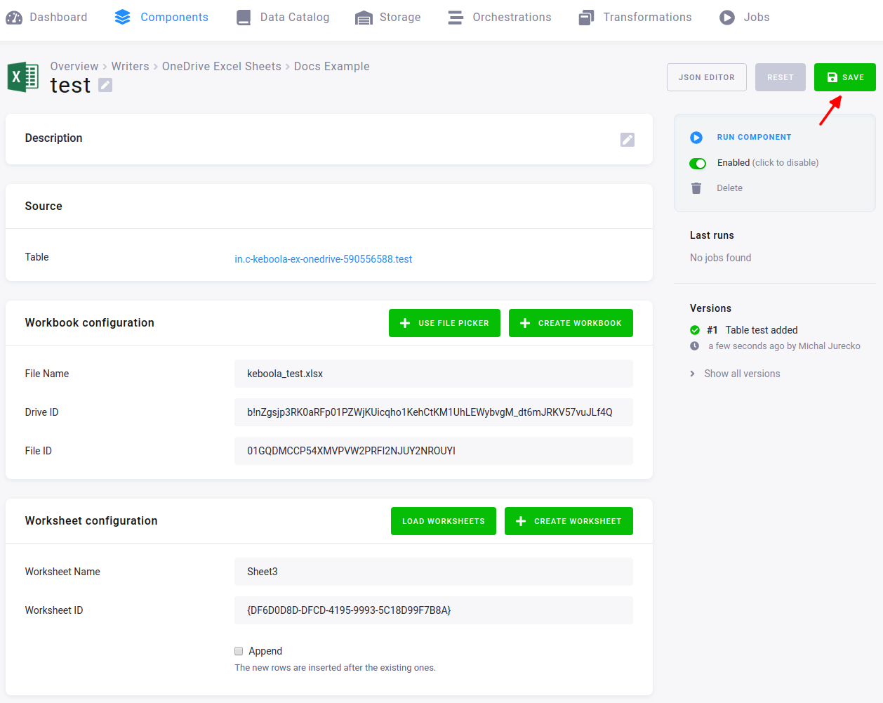 Screenshot - Select worksheet