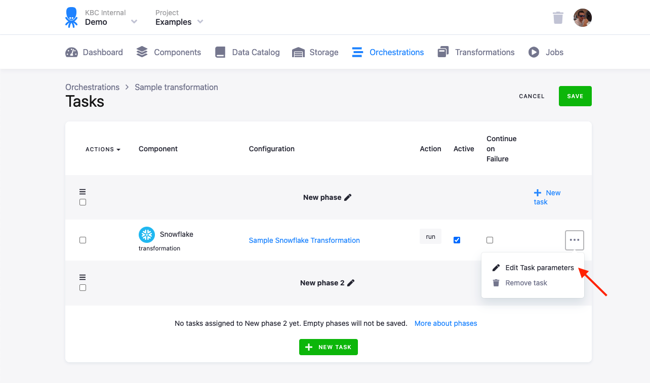 Screenshot - Orchestration Task Parameters