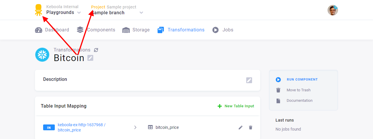 Screenshot - Transformation in branch